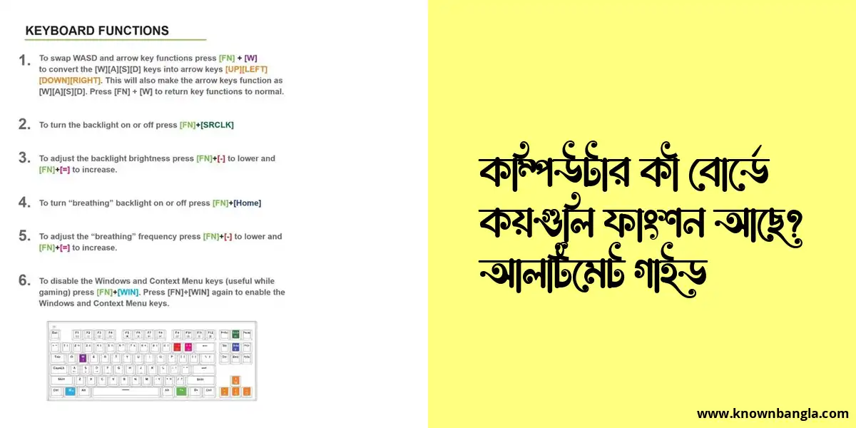 কম্পিউটার কী বোর্ডে কয়গুলি ফাংশন আছে? আলটিমেট গাইড