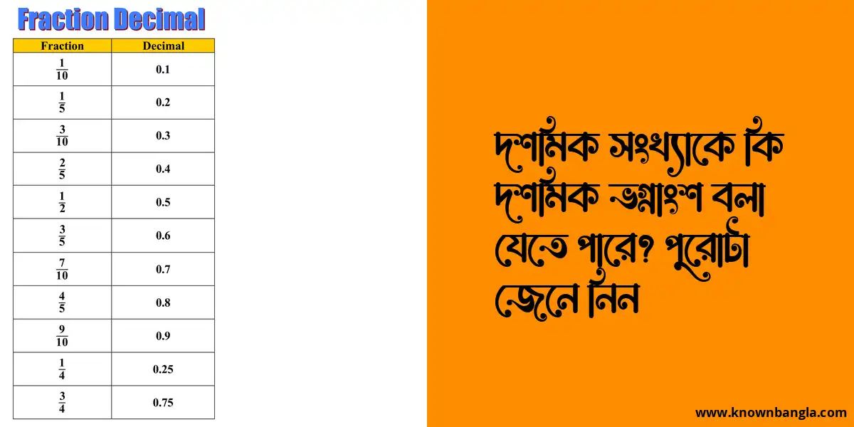 দশমিক সংখ্যাকে কি দশমিক ভগ্নাংশ বলা যেতে পারে? পুরোটা জেনে নিন